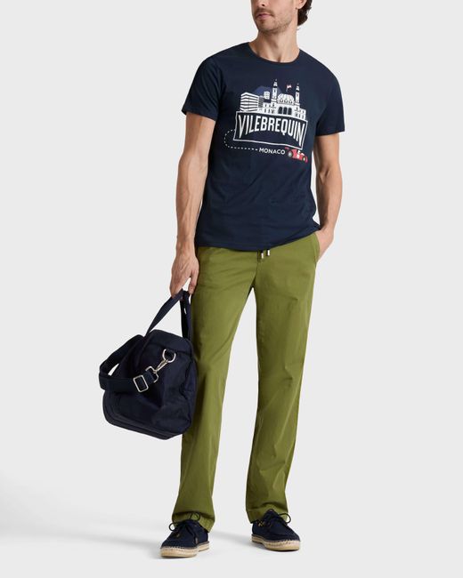 Vilebrequin Green Elastic Waist Cotton Satin Pants Solid for men