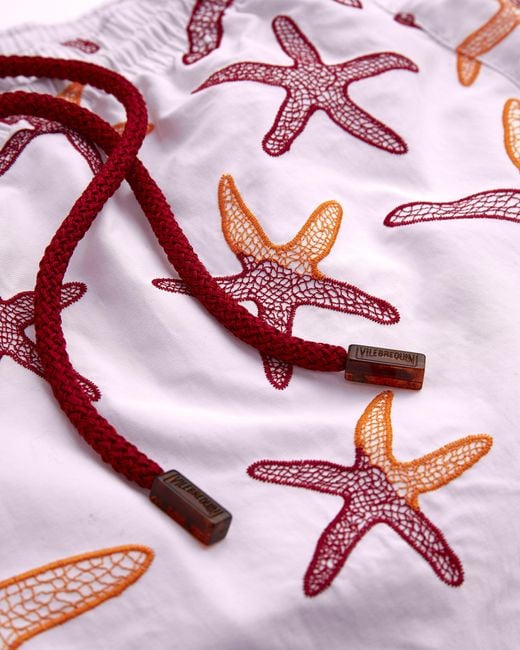 Vilebrequin Swim Shorts Embroidered Starlettes - Sho - Fiona - Pink - Size Xs