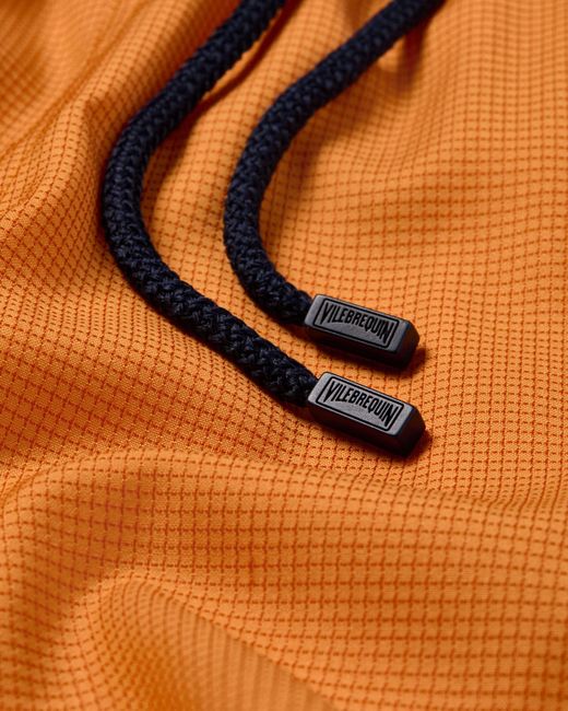 Vilebrequin Orange Ultrafine Wool Swim Shorts Micro Carreaux Tailoring for men