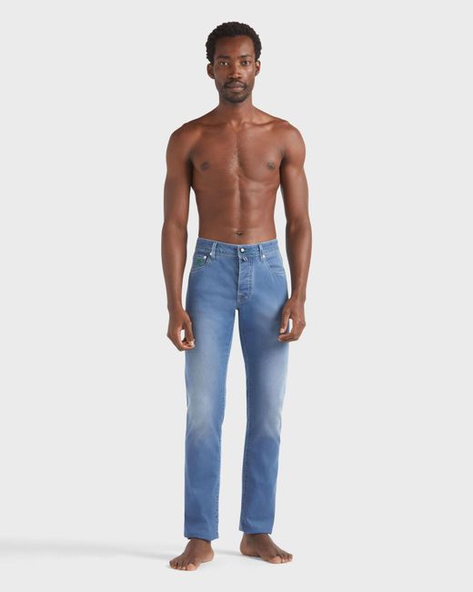 Vilebrequin Blue 5-Pockets Denim Pants Palms Offset for men