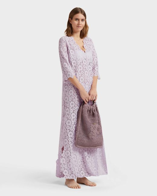 Vilebrequin Pink Guipure Kaftan Flowers Lace