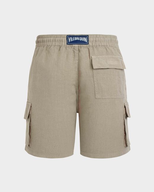 Vilebrequin Natural Linen Bermuda Shorts Cargo Pockets for men