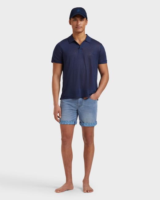 Vilebrequin Blue Denim Bermuda Shorts Turtles Net for men