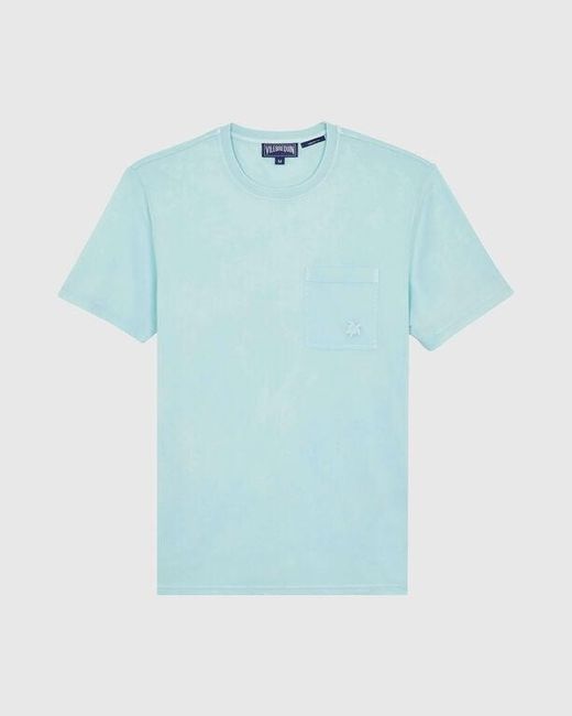 Vilebrequin Blue Solid Organic Cotton T-shirt Natural Colors for men