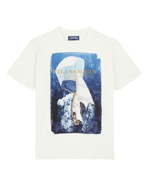 T-shirt uomo in cotone sailing boat from the sky - t-shirt - portisol di Vilebrequin in Blue da Uomo