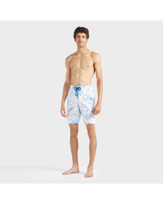 Pantaloncini Mare Uomo Lunghi Elasticizzati Medusa And Shells di Vilebrequin in Blue da Uomo