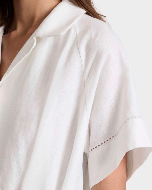 Vilebrequin White Long Linen Shirt Dress Solid