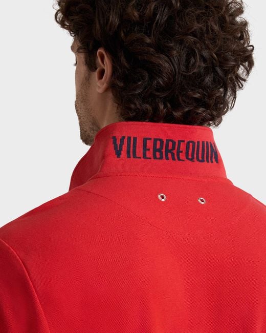 Vilebrequin Red Organic Cotton Pique Polo Shirt Solid for men