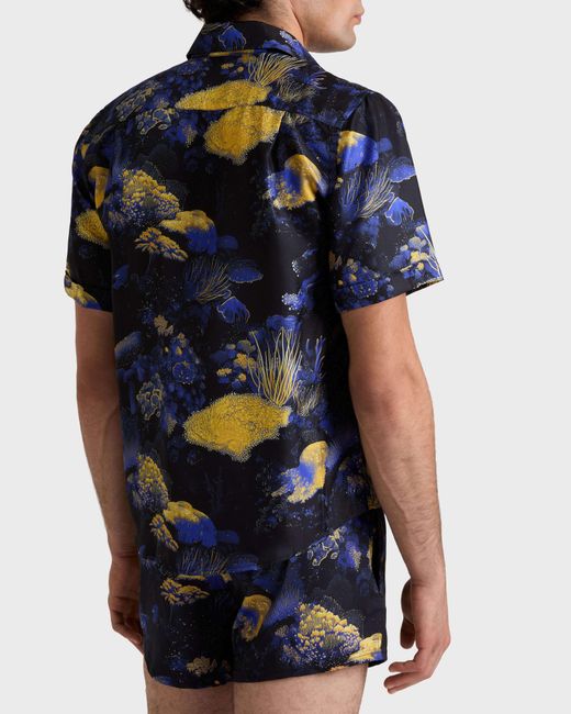 Vilebrequin Blue Silk Bowling Shirt Coral Reef - Shirt - Courbis - Black - Size M for men