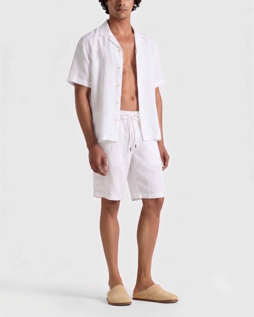Vilebrequin Blue Linen Bermuda Shorts Cargo Pockets for men