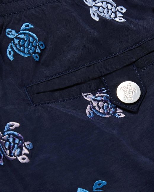 Vilebrequin Blue Embroidered Swim Shorts Micro Tortues Diagonales for men