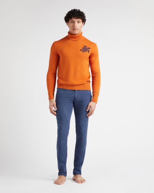 Vilebrequin Orange Cotton Cashmere Turtleneck Turtle for men