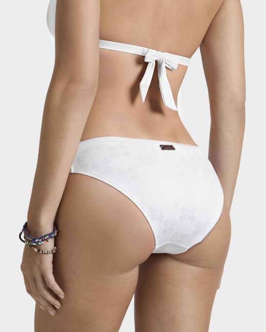 Vilebrequin White Midi Brief Bikini Bottom Turtle Monogram Jacquard