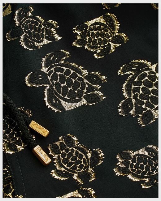 Vilebrequin Black Swim Shorts Ronde Des Tortues Jacquard for men