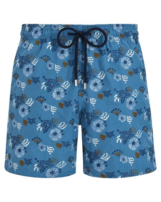 Vilebrequin Swim Shorts Embroidered Flowers And Shells in Blue für Herren
