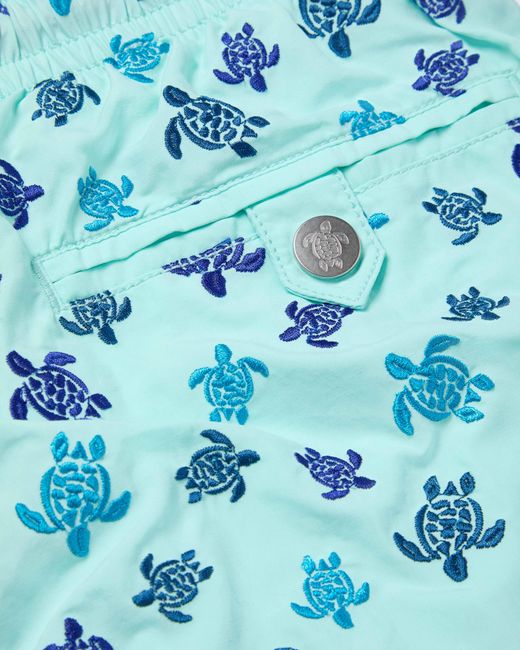 Vilebrequin Embroidered Swim Trunks Micro Ronde Des Tortues - Limited Edition - Swimwear - Mistral - Blue - Size M for men