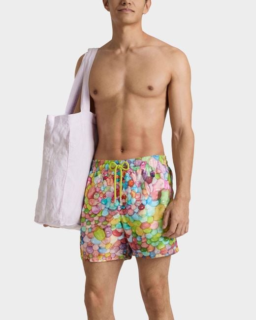 Vilebrequin Swim Trunks Multi Bubbles - X Fabrice Hyber - Swimwear - Moorea - White - Size M for men