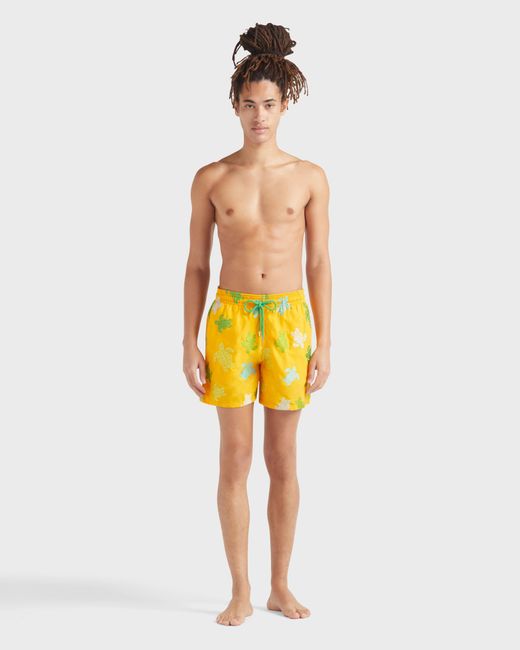 Vilebrequin Yellow Swim Shorts Embroidered Tortue Multicolore for men