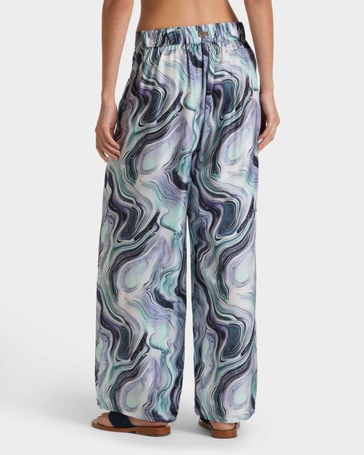 Vilebrequin Blue Wide-Leg Silk Pants Marble