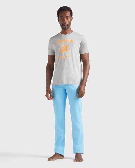 Vilebrequin Gray Cotton T-Shirt Contrasted Placed Gomy Logo for men