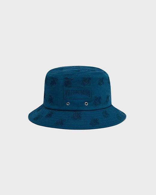 Vilebrequin Blue Embroidered Bucket Hat Turtles All Over