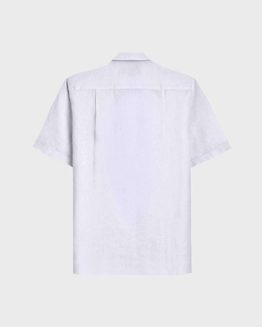Vilebrequin White Short-Sleeve Linen Shirt Solid for men