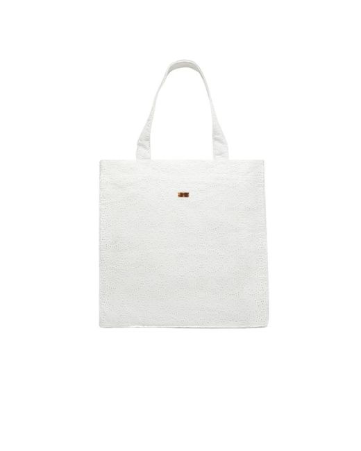 Tote bag en coton unisexe broderies anglaises - babel Vilebrequin en coloris White