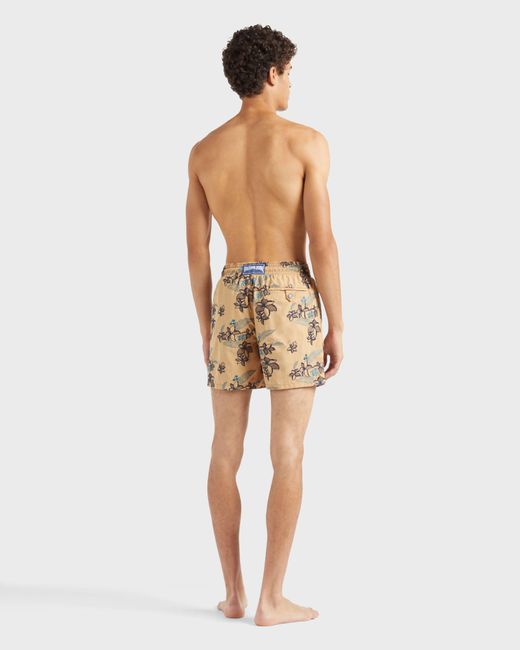 Vilebrequin Brown Swim Shorts Embroidered Flowers Power for men