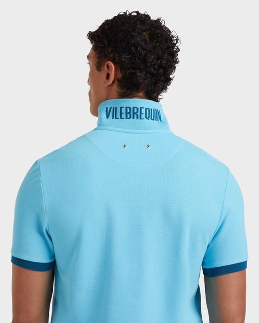 Vilebrequin Blue Organic Cotton Pique Polo Shirt Solid for men