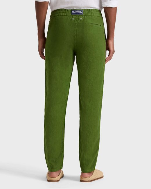 Vilebrequin Green Linen Pants Regular Fit Solid for men