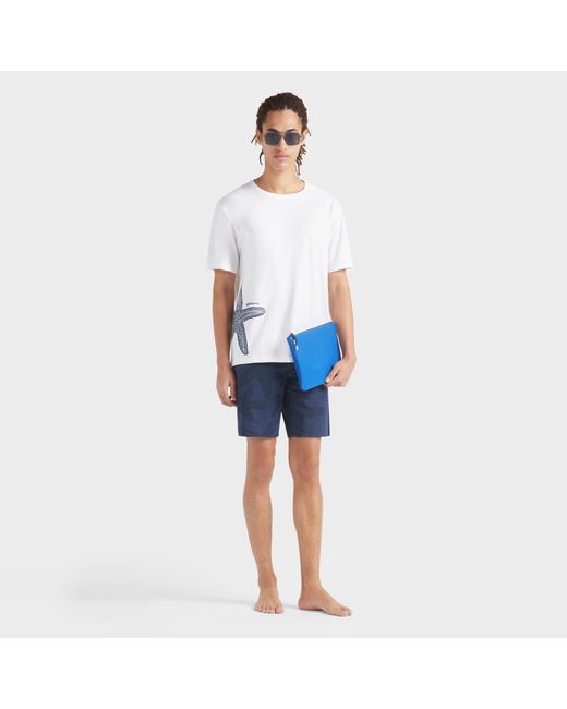 Vilebrequin Gabardine-bermudashorts Mit Starfish Darkening-print Für Herren in Blue für Herren