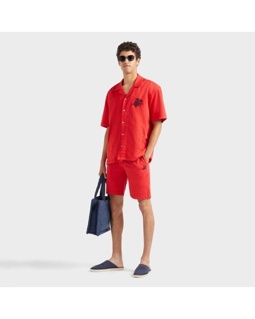 Vilebrequin Turtle Stretch-bermudashorts Aus Baumwolle Für Herren in Red für Herren