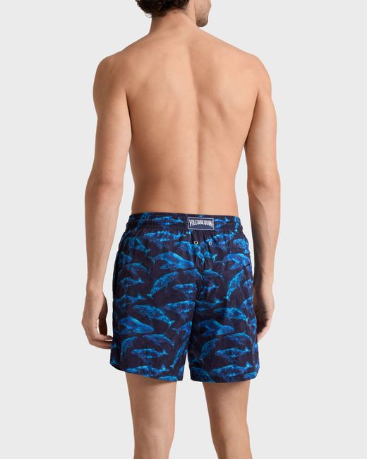 Vilebrequin Blue Swim Shorts Sparkling Whales Monogram Jacquard for men