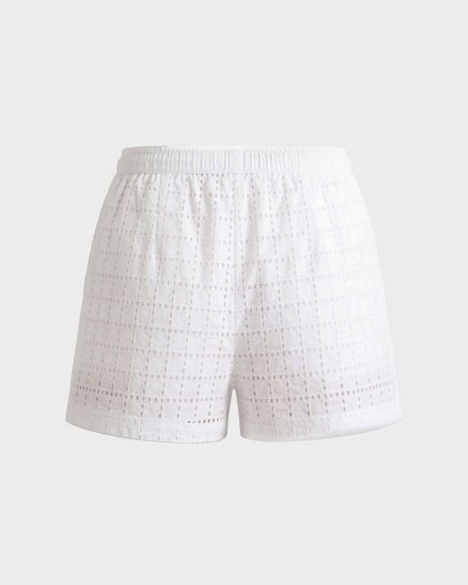 Vilebrequin Geometric Broderie Anglaise Shorts - Shorty - Faiza - White - Size Xs