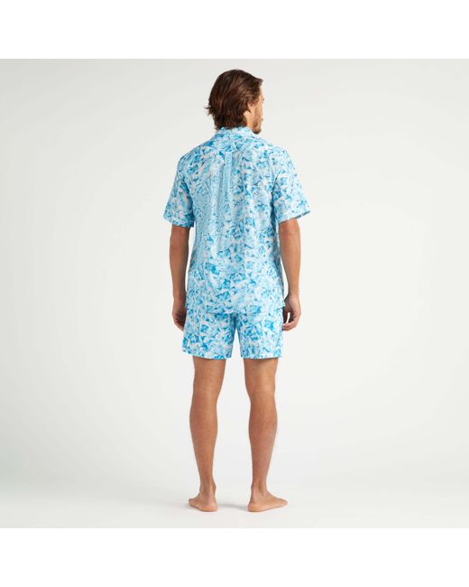 Vilebrequin Iced Turtles Bowling-hemd Aus Baumwolle Und Seide Für Herren in Blue für Herren