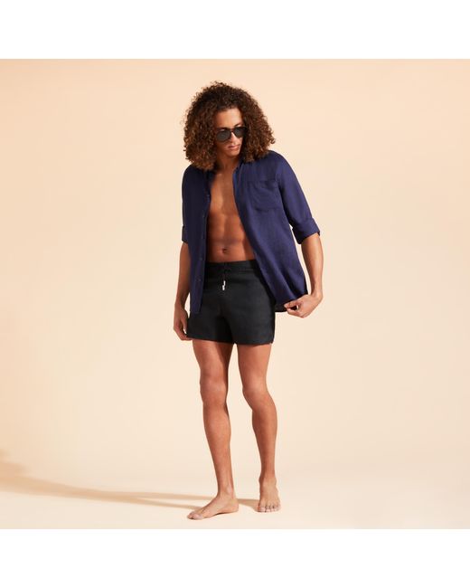 Vilebrequin Kurze Bermudashorts Aus Leinen Für Herren in Black für Herren