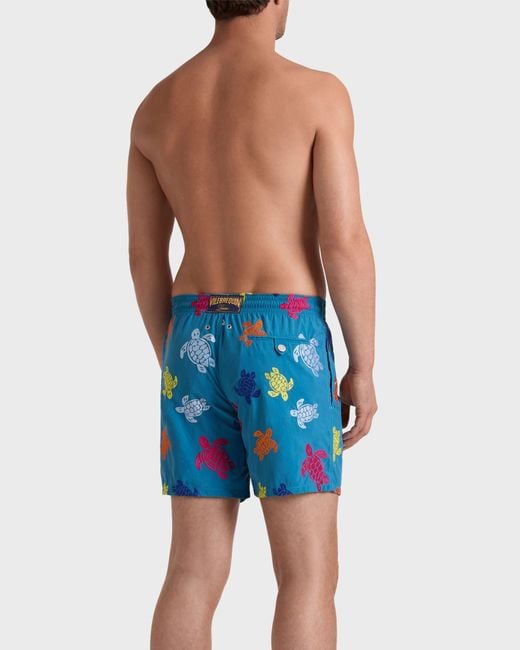 Vilebrequin Embroidered Swim Trunks Ronde Des Tortues - Limited Edition - Swimwear - Mistral - Blue - Size M for men
