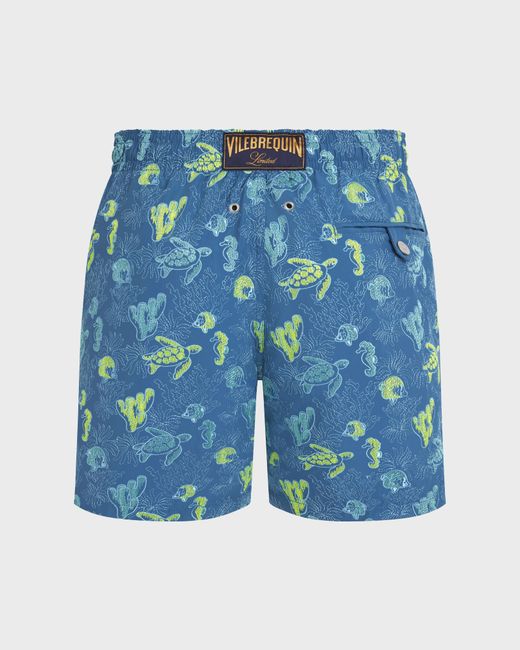 Vilebrequin Blue Embroidered Swim Shorts Aquatic Life for men