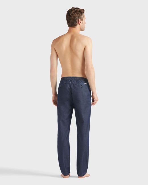 Vilebrequin Blue Cotton Silk Elastic Waist Pants for men