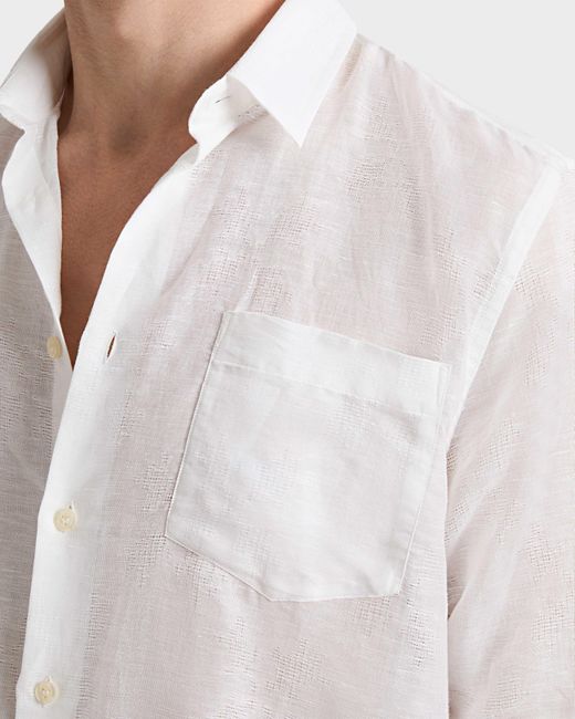Vilebrequin Linen And Cotton Shirt Turtle Monogram - Shirt - Caroubis - White - Size S for men