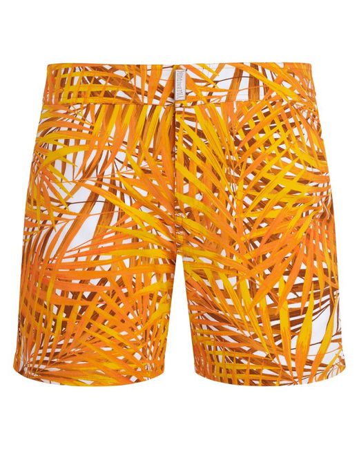 Pantaloncini Mare Uomo Corti Elasticizzati Con Cintura Piatta Palm Leaves di Vilebrequin in Orange da Uomo
