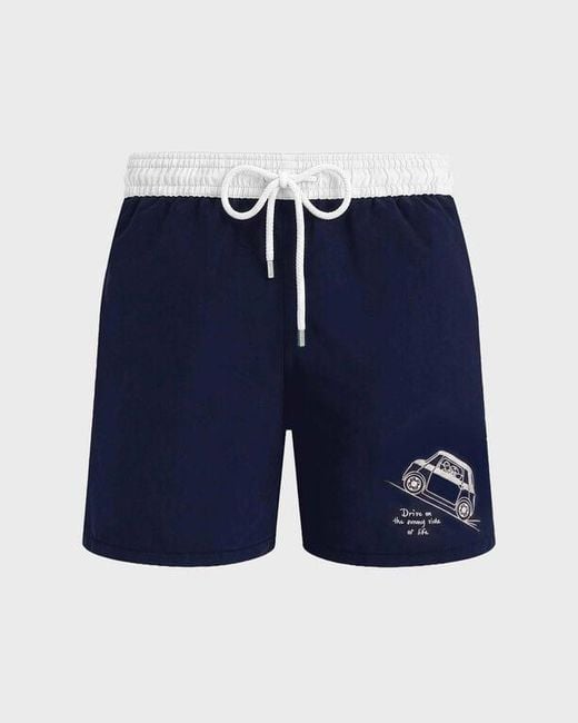 Vilebrequin Blue Embroidered Swim Shorts Sunny Topolino for men
