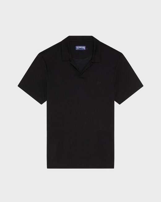 Vilebrequin Black Tencel Polo Shirt Solid for men