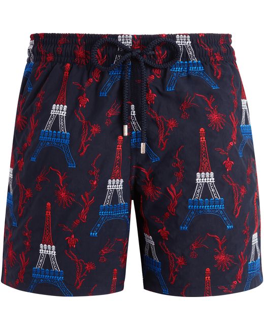 Vilebrequin Blue Swim Trunks Embroidered Poulpe Eiffel for men