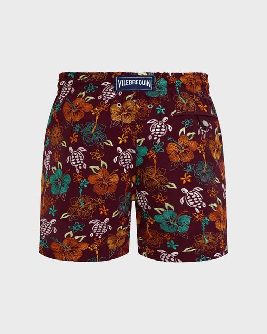 Vilebrequin Swim Trunks Embroidered Tropical Turtles - Limited Edition - Swimwear - Mistral - Red - Size M for men