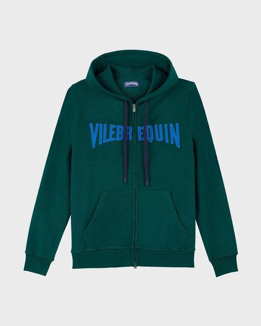 Vilebrequin Green Cotton Full Zip Hoodie Sweatshirt Stitched Logo for men
