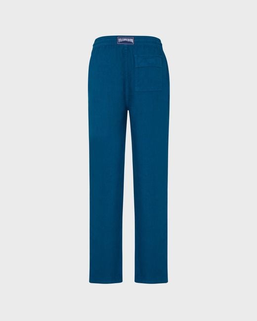 Vilebrequin Blue Linen Pants Solid for men