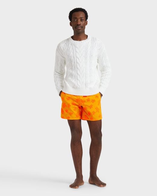 Vilebrequin Swim Shorts Flocked Rondes Des Tortues - Swimwear - Moorea - Orange - Size S for men