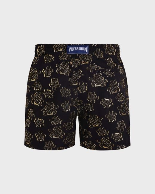 Vilebrequin Black Swim Shorts Ronde Des Tortues Jacquard for men