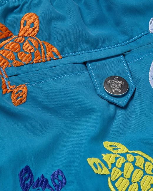 Vilebrequin Embroidered Swim Trunks Ronde Des Tortues - Limited Edition - Swimwear - Mistral - Blue - Size M for men